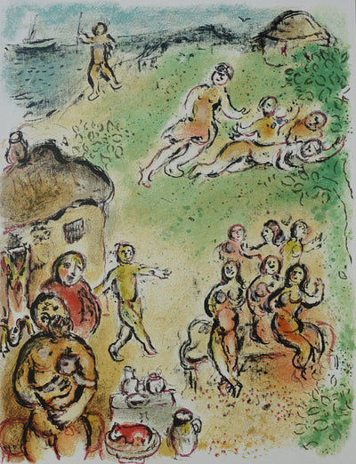 Marc CHAGALL : L'Ile d'Eole dieu du vent, Lithographie originale (vue générale) - Crédit photo : Galerie Art.Paris