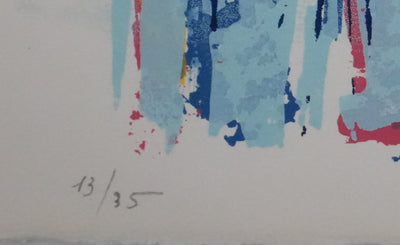 Arlette LE MORE : Les reflets sur l'eau, Sérigraphie originale signée