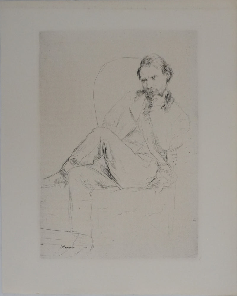 Marcellin DESBOUTIN : Portrait de Renoir, Gravure originale