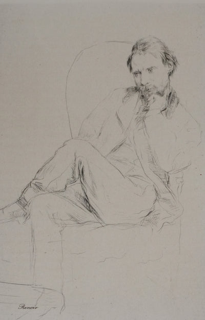 Marcellin DESBOUTIN : Portrait de Renoir, Gravure originale