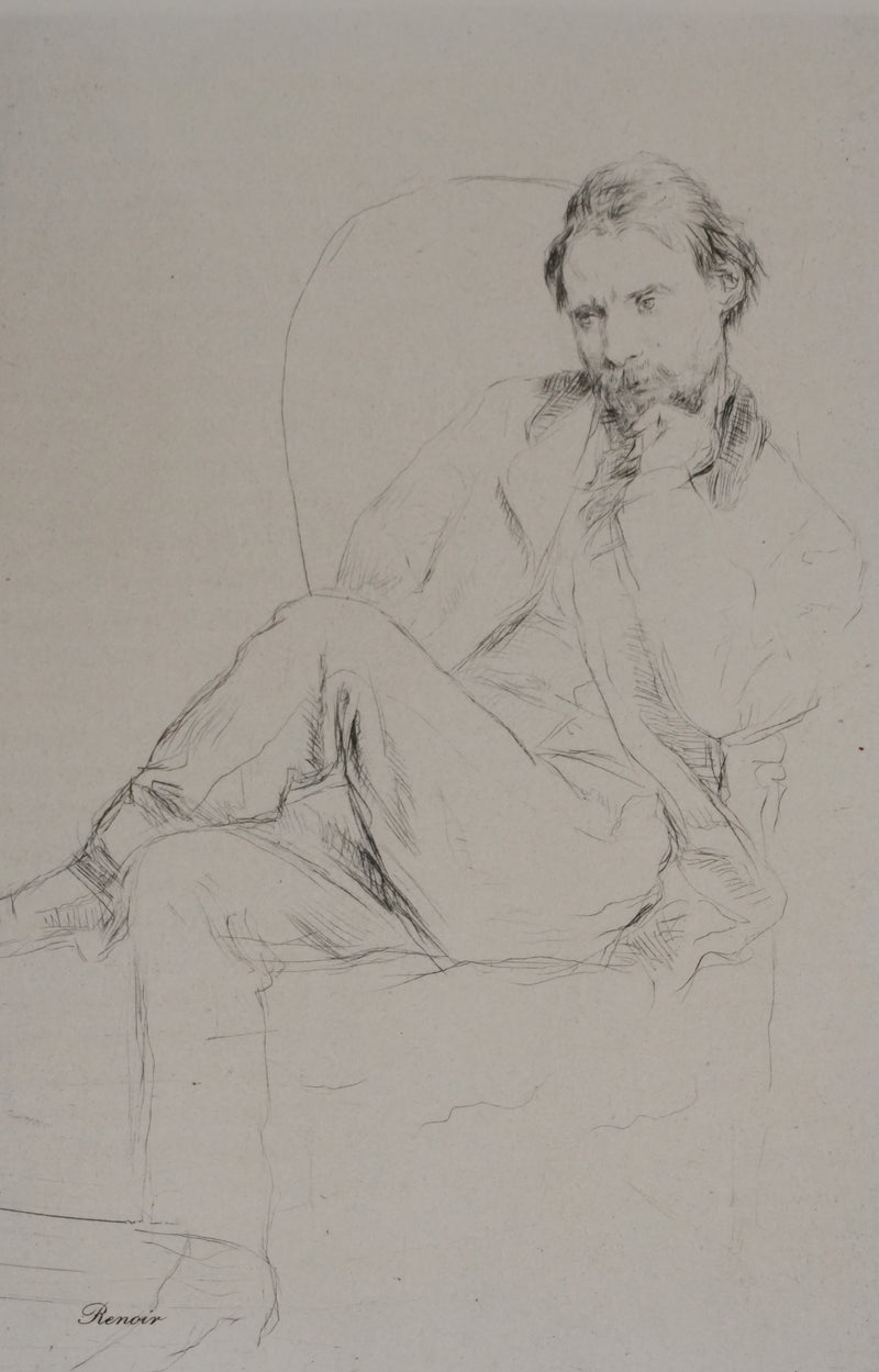 Marcellin DESBOUTIN : Portrait de Renoir, Gravure originale