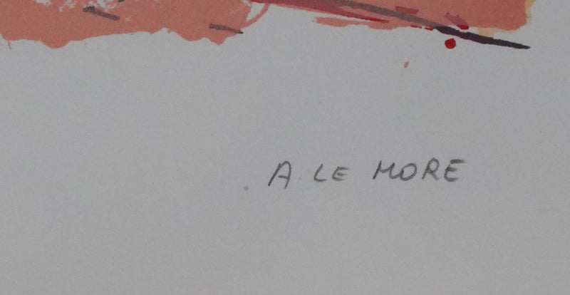 Arlette LE MORE : La partie de billard, Sérigraphie originale signée