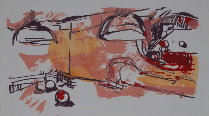 Arlette LE MORE : La partie de billard, Sérigraphie originale signée