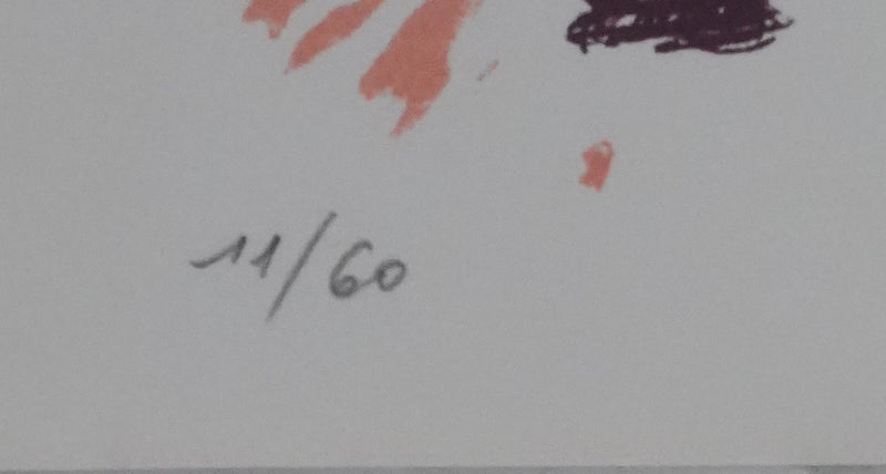 Arlette LE MORE : La partie de billard, Sérigraphie originale signée