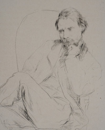Marcellin DESBOUTIN : Portrait de Renoir, Gravure originale