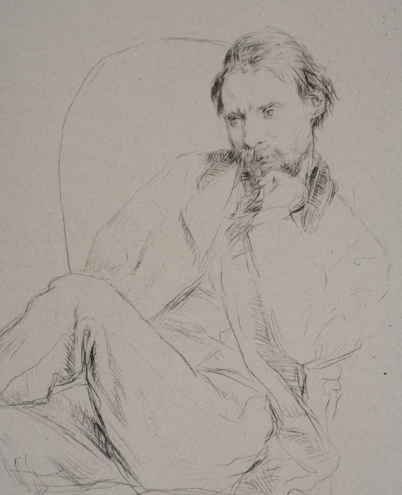 Marcellin DESBOUTIN : Portrait de Renoir, Gravure originale