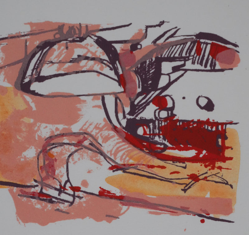 Arlette LE MORE : La partie de billard, Sérigraphie originale signée