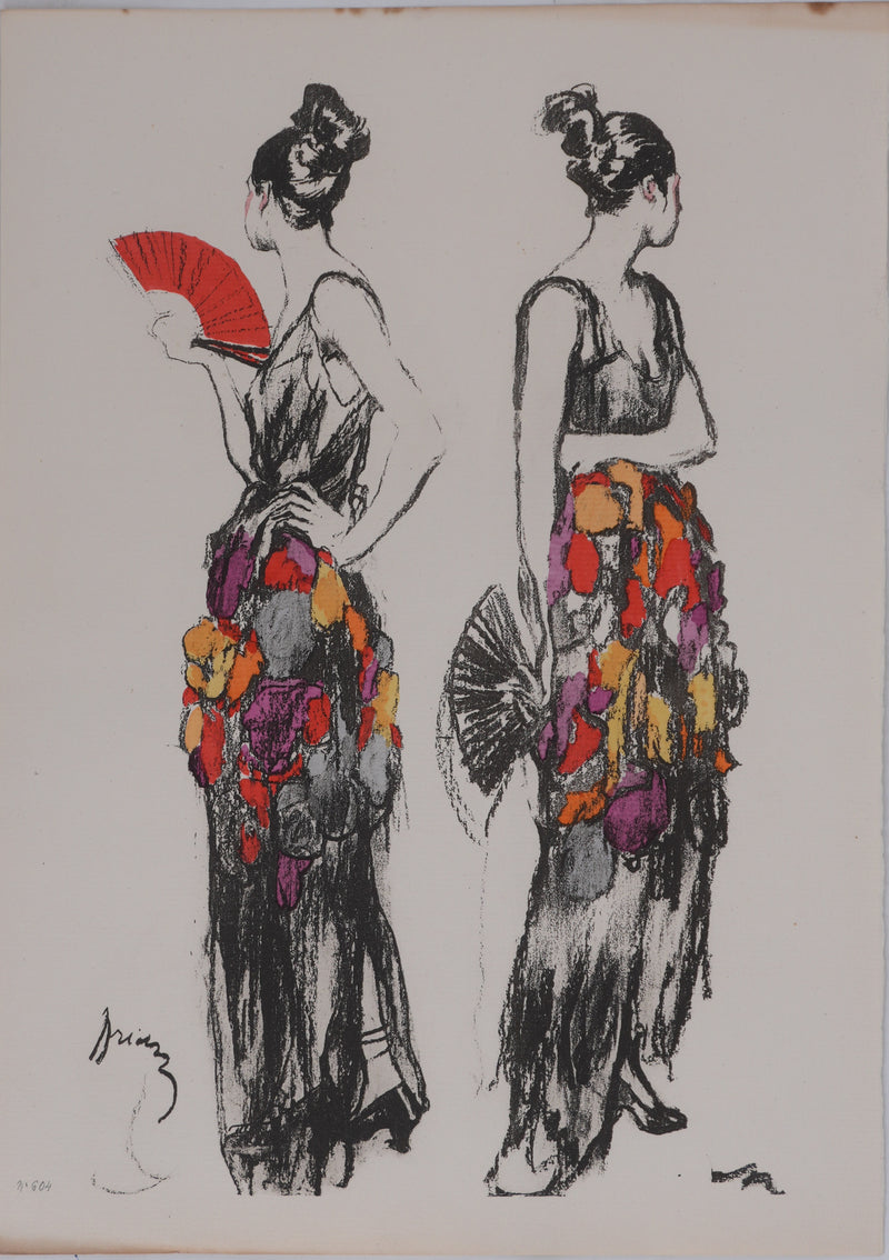 Etienne-Adrien DRIAN : Les espagnoles, Lithographie originale