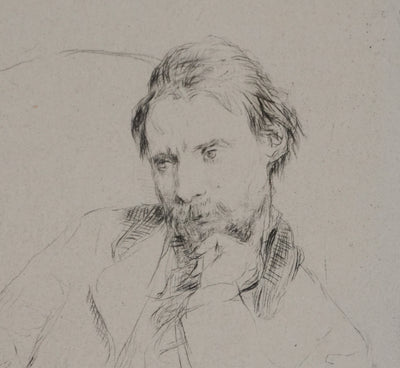 Marcellin DESBOUTIN : Portrait de Renoir, Gravure originale