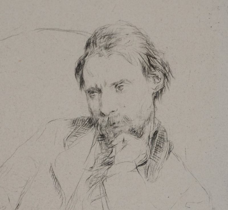 Marcellin DESBOUTIN : Portrait de Renoir, Gravure originale