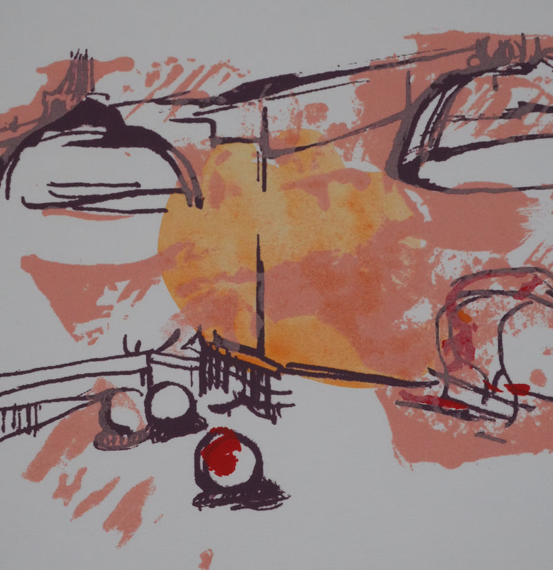 Arlette LE MORE : La partie de billard, Sérigraphie originale signée