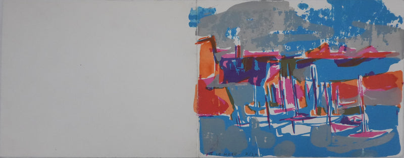 Arlette LE MORE : Les bateaux à quais, Sérigraphie originale signée