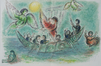 Marc CHAGALL : Les sirènes, Lithographie originale (vue générale) - Crédit photo : Galerie Art.Paris