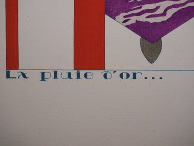 Mario SIMON : La pluie d'or, Lithographie originale signée
