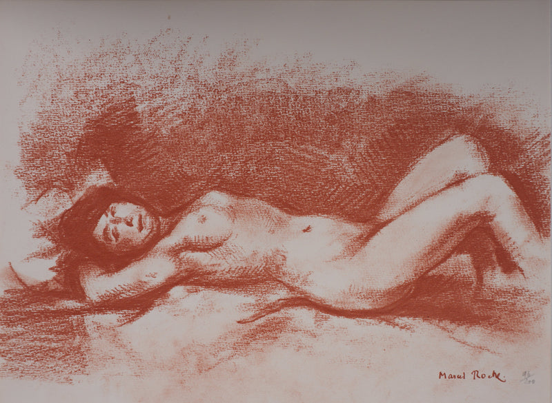 Marcel ROCHE : Nu allongé, Lithographie originale signée