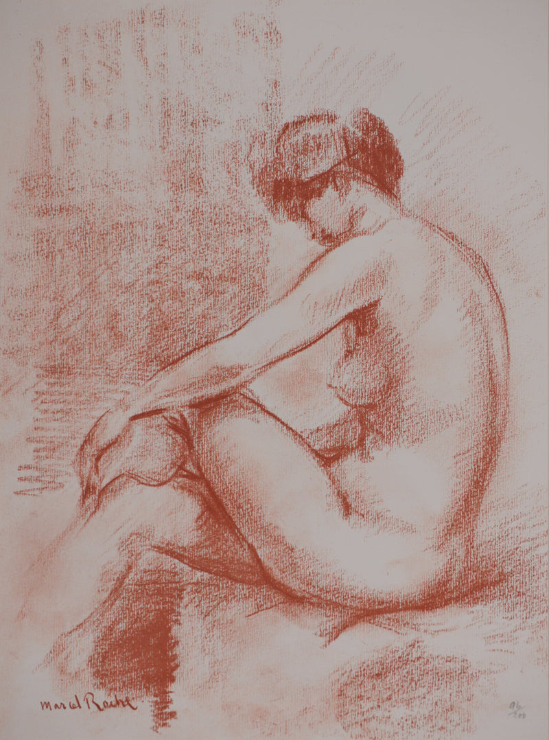 Marcel ROCHE : Au bain, Lithographie originale signée