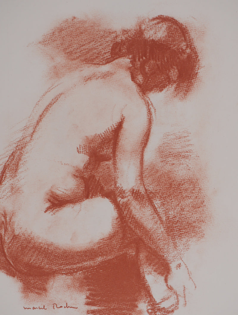 Marcel ROCHE : Nu accroupi, Lithographie originale signée