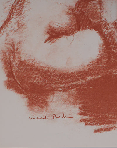 Marcel ROCHE : Nu accroupi, Lithographie originale signée