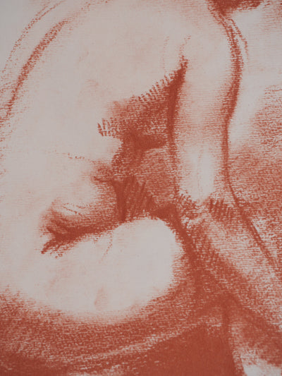 Marcel ROCHE : Nu accroupi, Lithographie originale signée