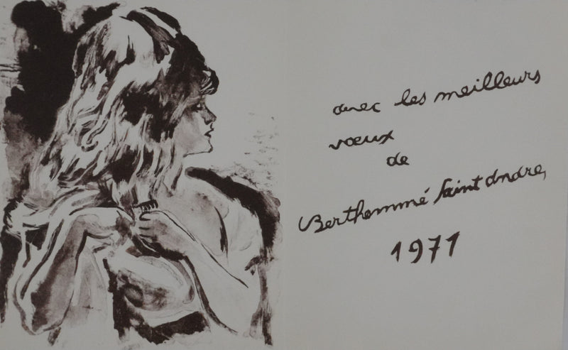 Louis BERTHOMMÉ-SAINT-ANDRÉ : Jeune femme se recoiffant, Lithographie originale signée
