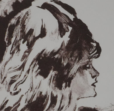 Louis BERTHOMMÉ-SAINT-ANDRÉ : Jeune femme se recoiffant, Lithographie originale signée