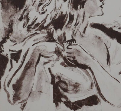 Louis BERTHOMMÉ-SAINT-ANDRÉ : Jeune femme se recoiffant, Lithographie originale signée