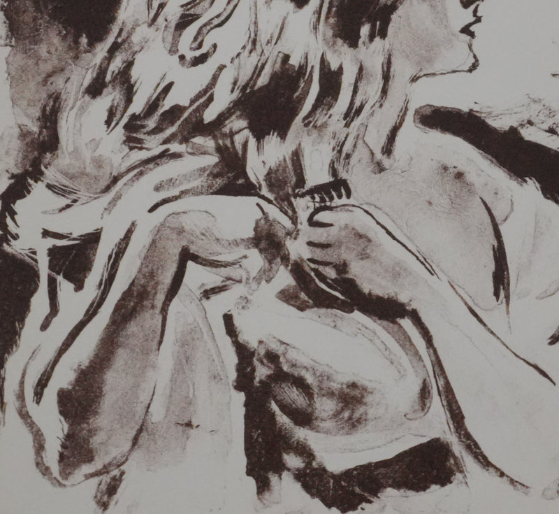 Louis BERTHOMMÉ-SAINT-ANDRÉ : Jeune femme se recoiffant, Lithographie originale signée