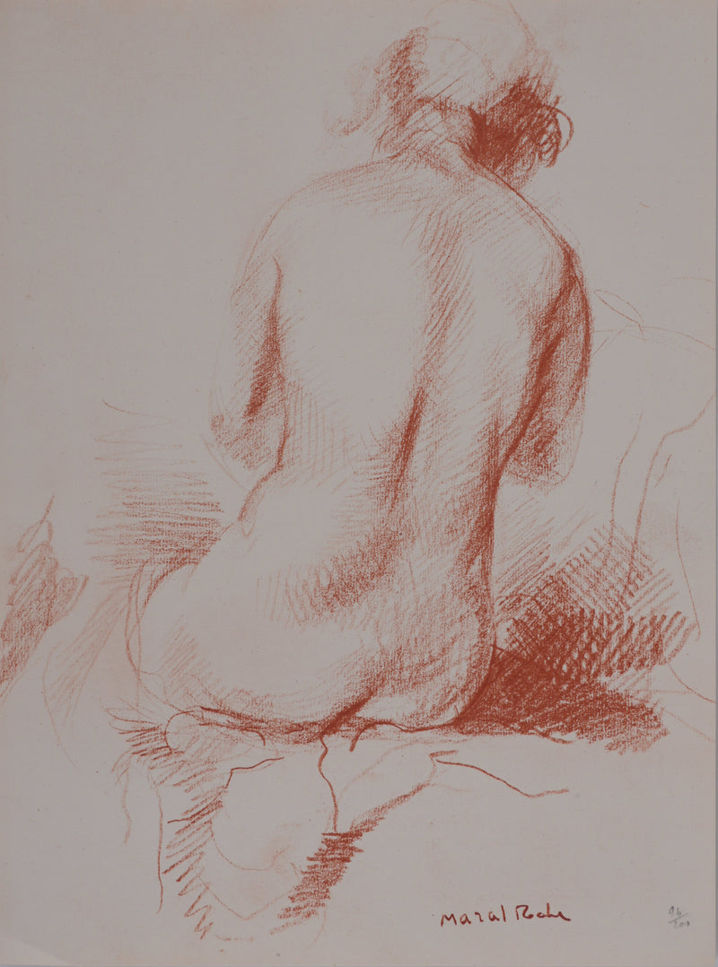 Marcel ROCHE : Nu féminin de dos, Lithographie originale signée