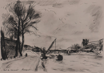 Richard MAGUET : Paris, Pont du Carrousel, Héliogravure signée