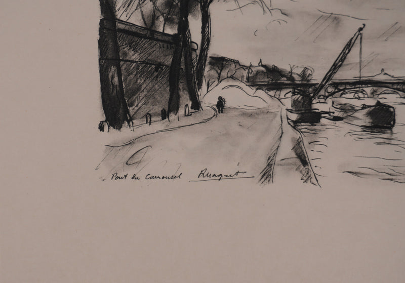 Richard MAGUET : Paris, Pont du Carrousel, Héliogravure signée