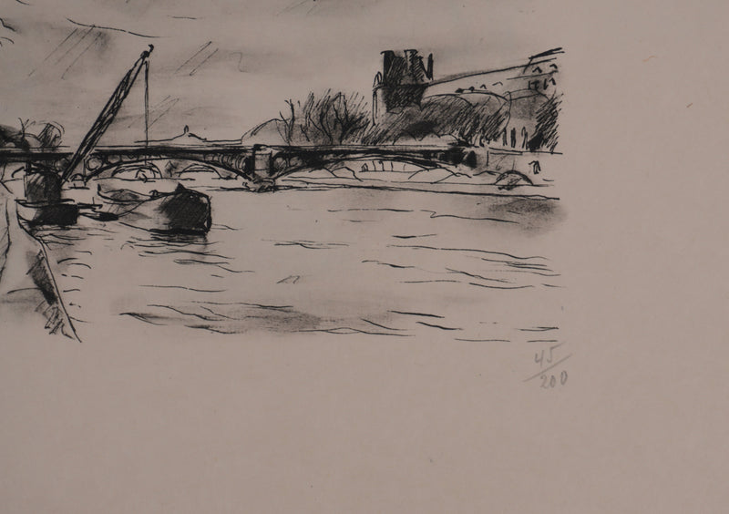 Richard MAGUET : Paris, Pont du Carrousel, Héliogravure signée