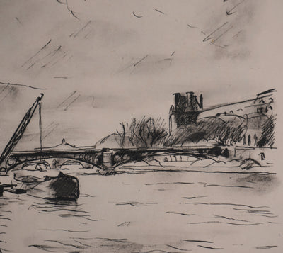 Richard MAGUET : Paris, Pont du Carrousel, Héliogravure signée