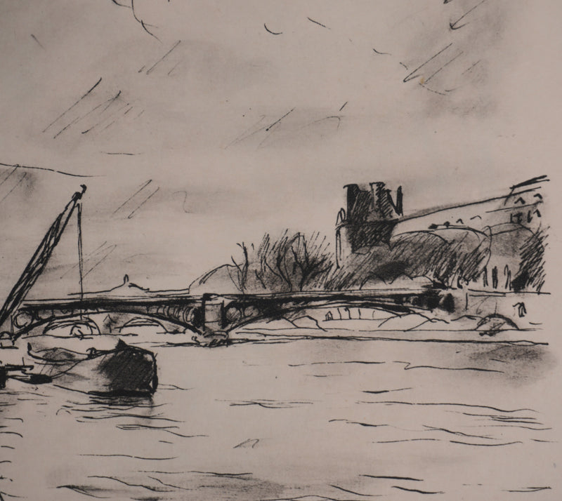 Richard MAGUET : Paris, Pont du Carrousel, Héliogravure signée