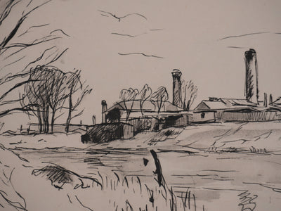 Richard MAGUET : Paris, Au bord de Seine à Issy-les-Moulineaux, Héliogravure signée