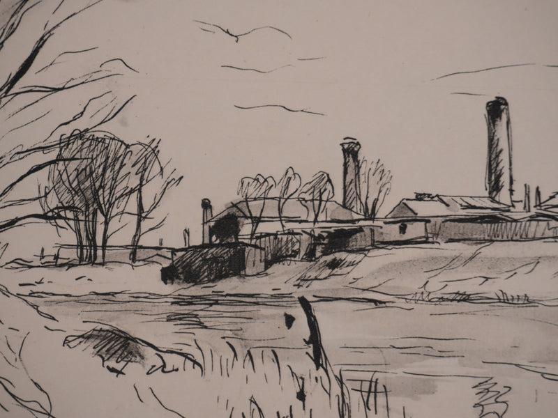 Richard MAGUET : Paris, Au bord de Seine à Issy-les-Moulineaux, Héliogravure signée