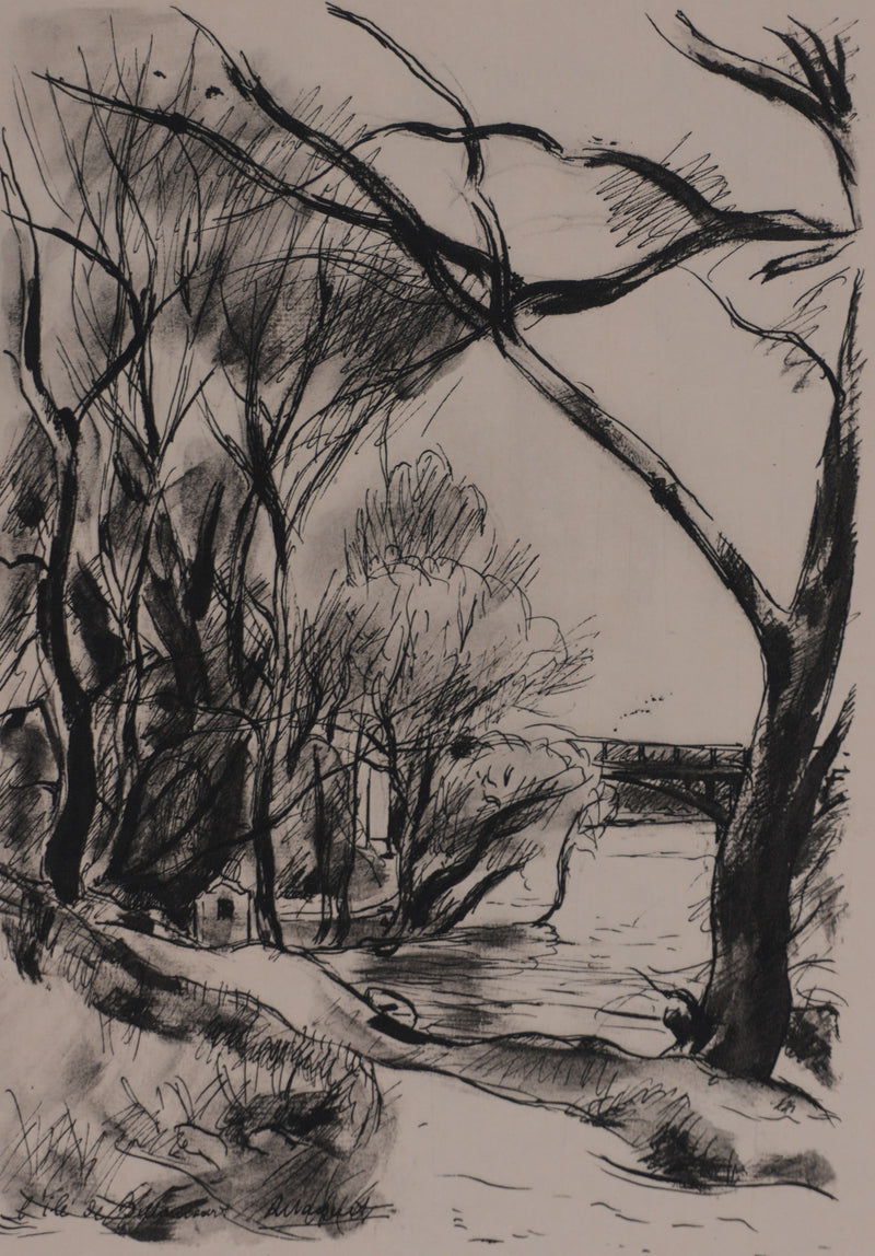 Richard MAGUET : Paris, Ile de Billancourt, Héliogravure signée