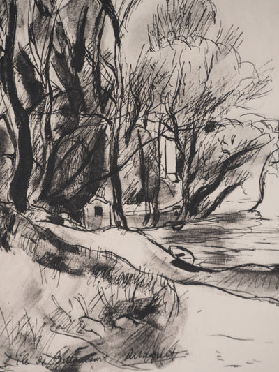 Richard MAGUET : Paris, Ile de Billancourt, Héliogravure signée