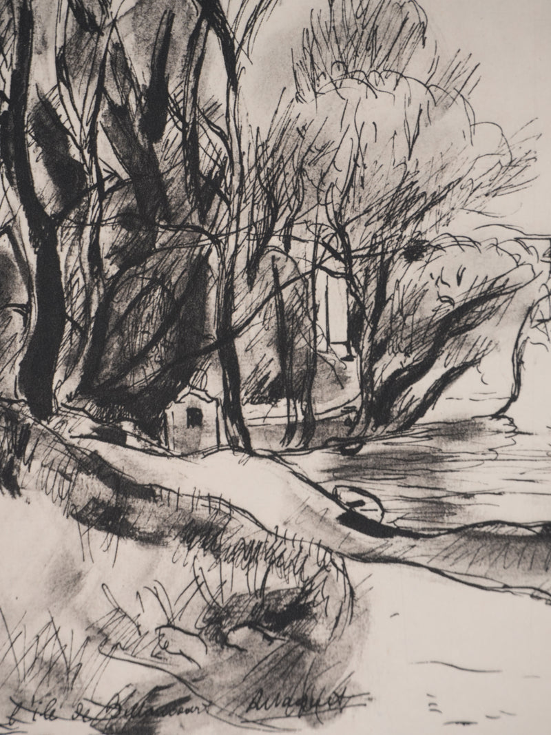 Richard MAGUET : Paris, Ile de Billancourt, Héliogravure signée