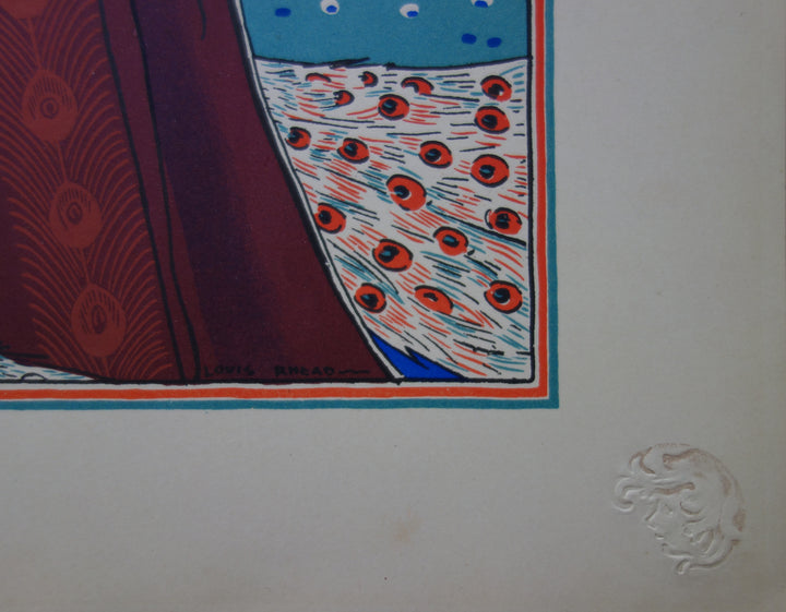Louis John RHEAD: Woman with a Peacock, original lithograph – art
