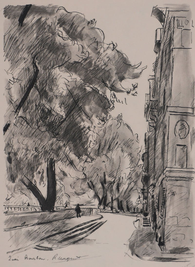 Richard MAGUET : Paris, Quai Bourbon, Héliogravure signée
