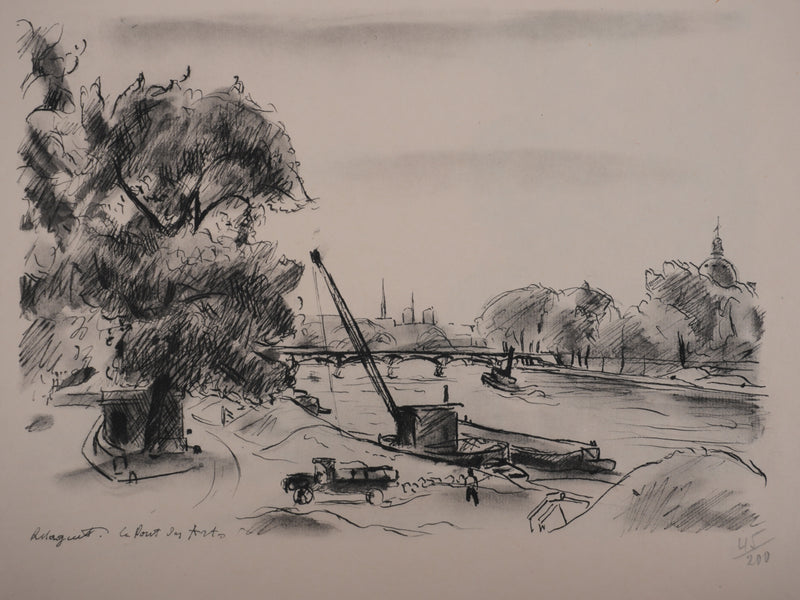 Richard MAGUET : Paris, Le pont des Arts, Héliogravure signée
