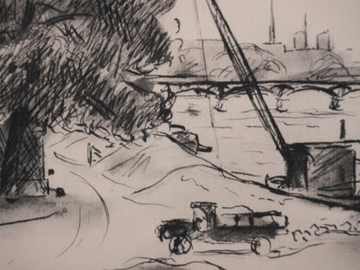 Richard MAGUET : Paris, Le pont des Arts, Héliogravure signée