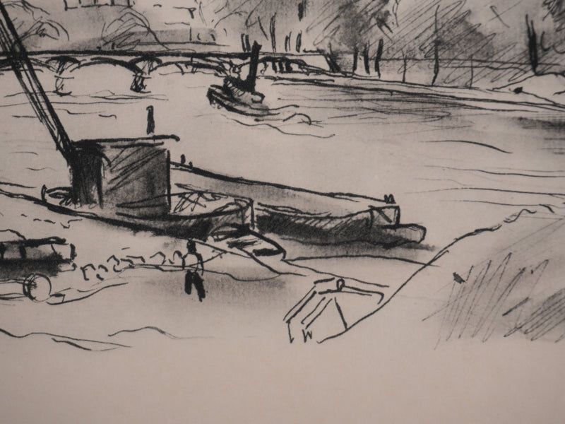 Richard MAGUET : Paris, Le pont des Arts, Héliogravure signée
