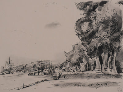 Richard MAGUET : Paris, Le pont Henry IV, Héliogravure signée