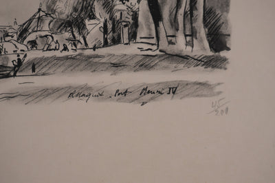 Richard MAGUET : Paris, Le pont Henry IV, Héliogravure signée