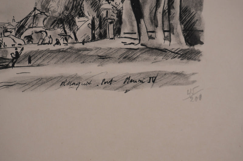 Richard MAGUET : Paris, Le pont Henry IV, Héliogravure signée