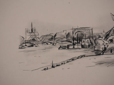 Richard MAGUET : Paris, Le pont Henry IV, Héliogravure signée