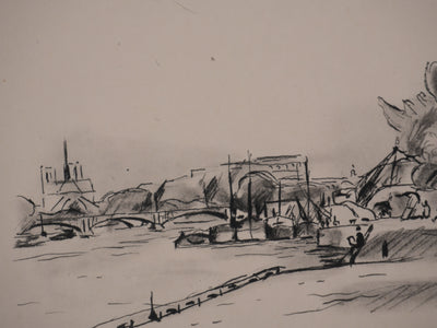 Richard MAGUET : Paris, Le pont Henry IV, Héliogravure signée
