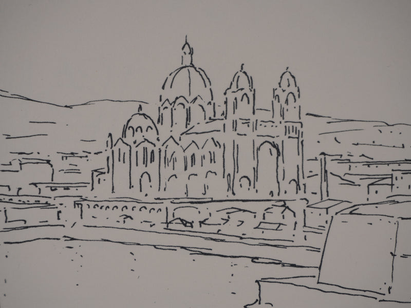 Frédéric DESHAYES : Provence, Marseille vue la cathédrale, Lithographie originale signée