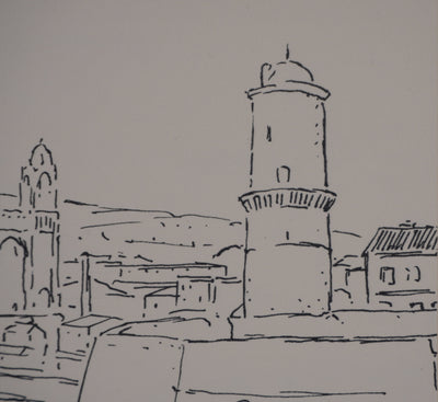 Frédéric DESHAYES : Provence, Marseille vue la cathédrale, Lithographie originale signée